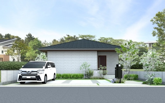 北側接道土地向け平家プランの住宅画像